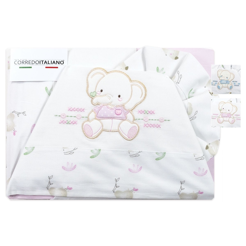 Set lenzuola per lettino baby - Elefantino - Bruco Bruco EL2171