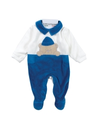 Baby romper chenille with embroidered bear - Les Jolies LJ3443BLT