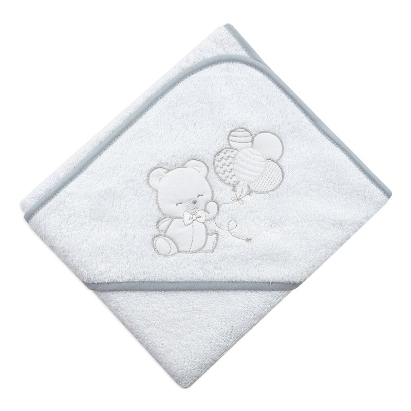 baby bath towel blue and white cotton terry