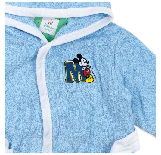Accappatoio baby in spugna Topolino Disney con cappuccio morbido 2