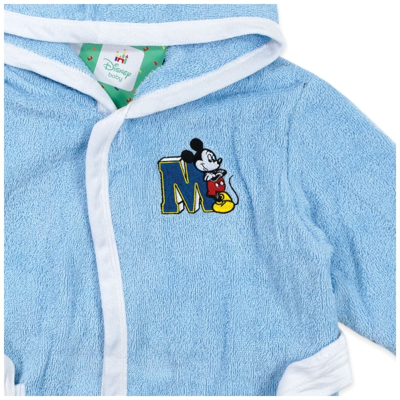 Close-up of newborn bathrobe Mickey Mouse Disney in quality terry