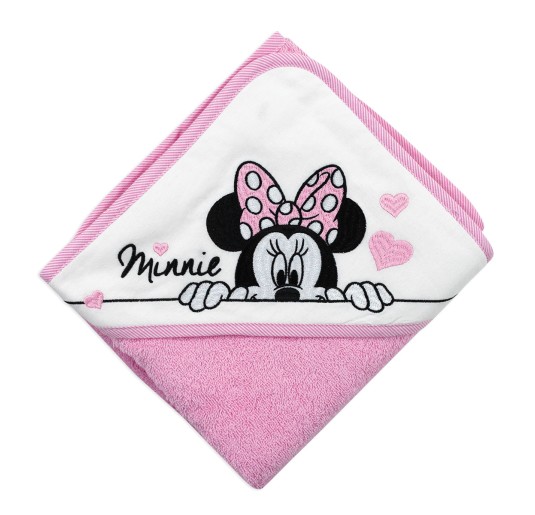 Minnie hooded towel pink terry triangle for baby girl