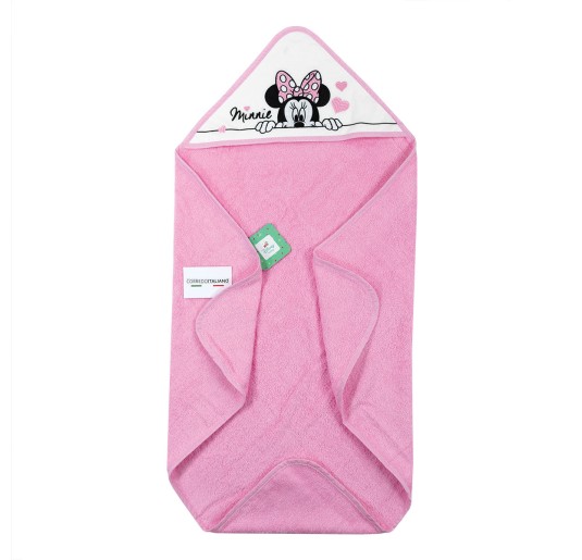 Minnie hooded towel pink terry triangle for baby girl 2