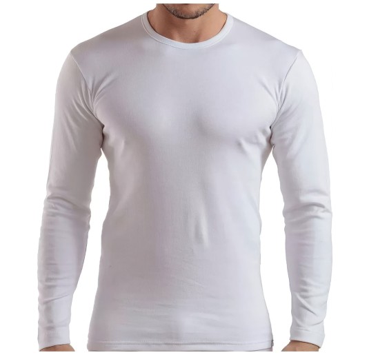 Set of 3 Long-Sleeve Crew-Neck Warm Cotton Shirts –...