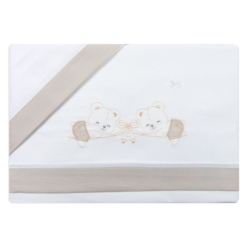 Set lenzuola per culletta e carrozzina - Orsetti con Fiocco - Mio Piccolo LC13308