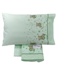 Set lenzuola in flanella per lettino baby - Orsetto - Corredo Italiano CIFL026