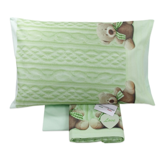 Set lenzuola in flanella per lettino - Orsetto Love -...