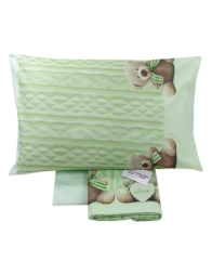 Set lenzuola in flanella per lettino - Orsetto Love - Corredo Italiano FL017