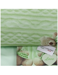 Set lenzuola in flanella per lettino - Orsetto Love - Corredo Italiano FL017