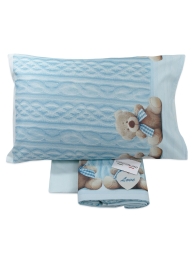 Set lenzuola in flanella per lettino - Orsetto Love - Corredo Italiano FL017