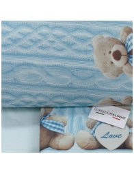 Set lenzuola in flanella per lettino - Orsetto Love - Corredo Italiano FL017