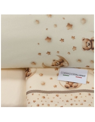 Flannel Crib Sheet Set for Baby – Bear and Stars CIFL027 - Corredo Italiano