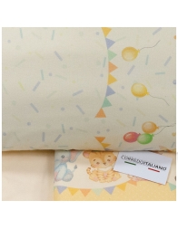 Baby cot sheets in pure cotton flannel with animal pattern