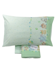 Baby cot sheet set in cotton flannel Animal Party Corredo Italiano