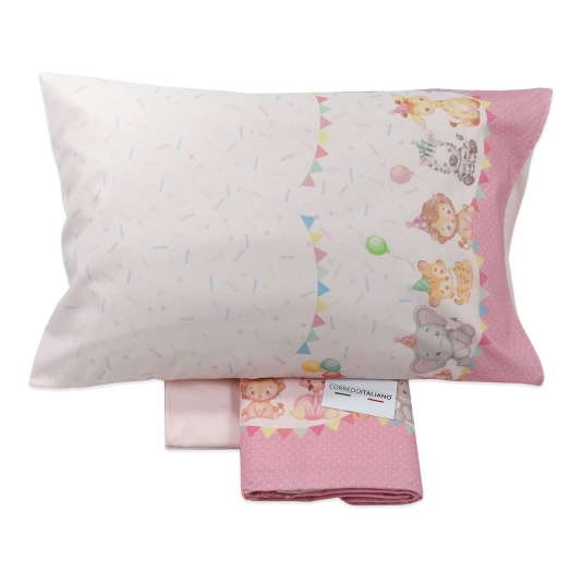 Set lenzuola lettino baby in flanella di cotone Animal Party Corredo Italiano 2