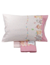 Baby cot sheets in pure cotton flannel with animal pattern