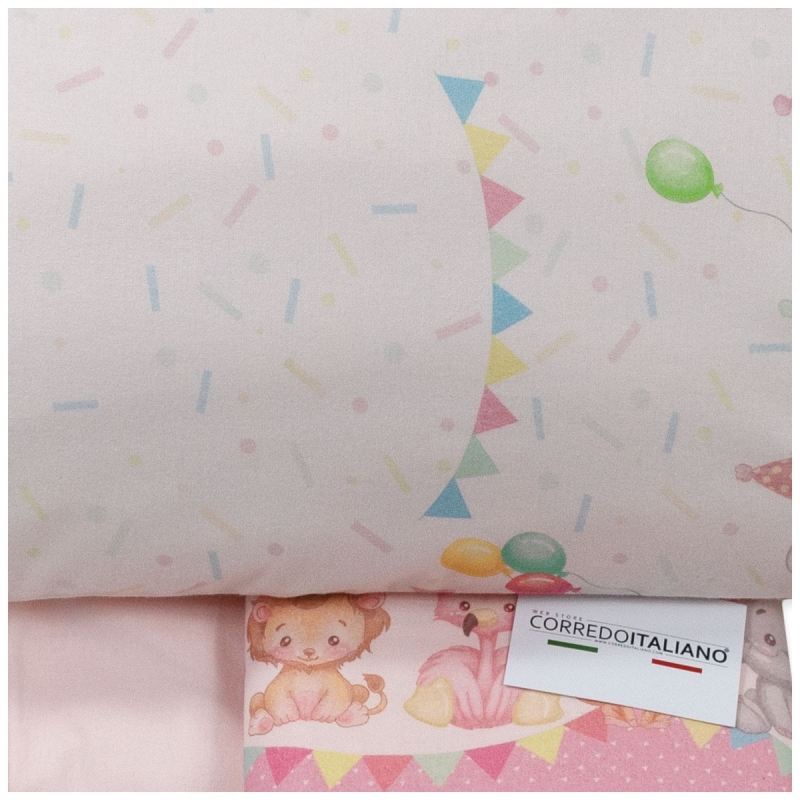 Set lenzuola lettino baby Animal Party in flanella calda e traspirante