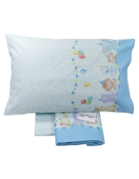 Set lenzuola lettino baby in flanella di cotone Animal Party Corredo Italiano
