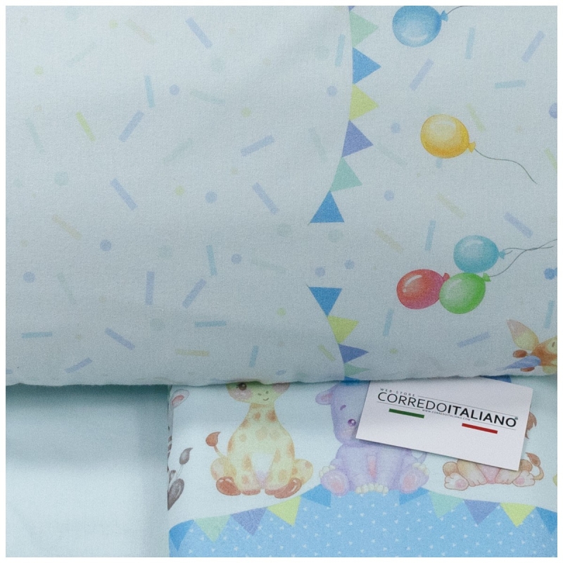 Set lenzuola lettino baby Animal Party in flanella calda e traspirante