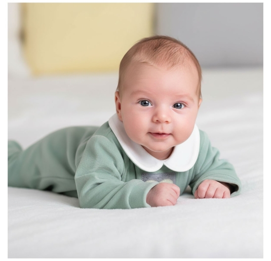 tutina di ciniglia neonato verde con gufetto ricamato coccode 2