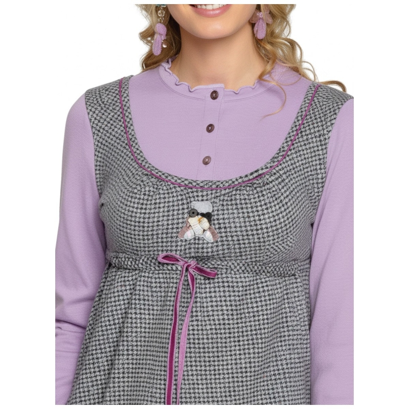 Camicia da notte in caldo cotone con...