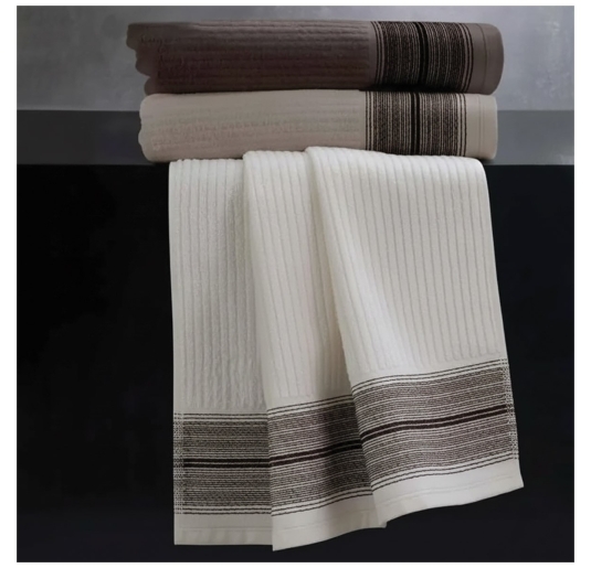 Set asciugamani Ondina in cotone 100% con bordo rigato elegante