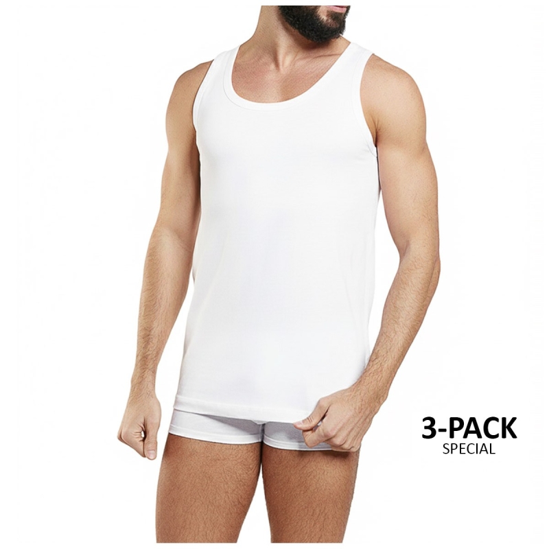 Set of 3 cotton wide-shoulder tank tops - VL714 - Nottingham