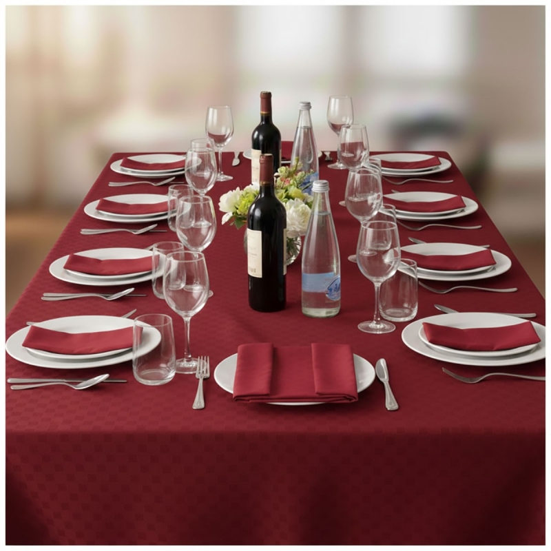 Damina - tovaglia fiandra con tovaglioli - Bordeaux |Corredo Italiano