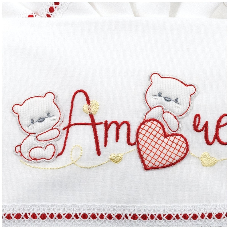 White cradle and pram sheet set in cotton Made in Italy