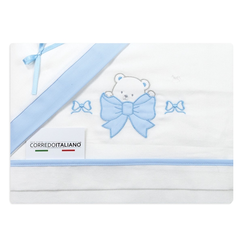 Flannel Cot Sheet Set – Bear with Bow – Mio Piccolo FLL317