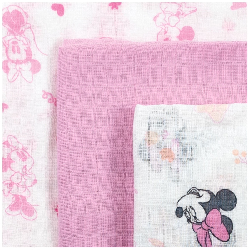 Set quadrati in garza Minnie in cotone traspirante multiuso neonato