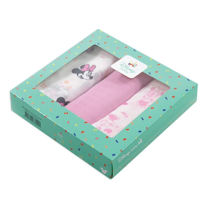 Disney Minnie muslin squares newborn baby multi-use cotton cloth set (3 pcs)