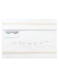 set lenzuolino ricamato a mano per carrozzina e culletta in cotone 100% avorio