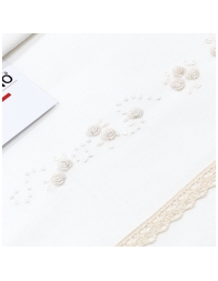 hand embroidered sheet set for cradle and stroller ivory with cream lace