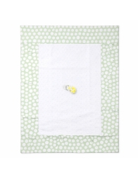 San Gallo cotton cradle blanket with white panel and floral detail Le Chicche