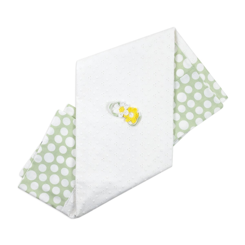 San Gallo cotton cradle blanket Le Chicche sage green polka dots