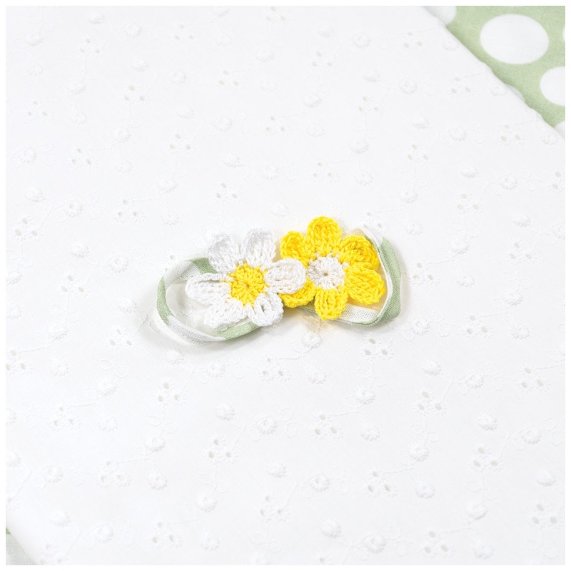 copertina cotone San Gallo culletta Made in Italy verde salvia pois