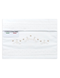 Hand embroidered cot bed sheet set in pure cotton for newborn layette