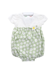 Baby girl cotton romper broderie anglaise polka dots with embroidered flower
