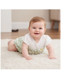 Baby girl cotton romper broderie anglaise polka dots Le Chicche