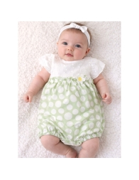 Baby girl cotton romper broderie anglaise polka dots Le Chicche