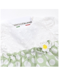 Detail baby girl cotton romper broderie anglaise polka dots sage green