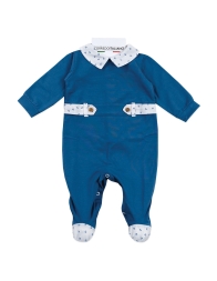 Baby cotton jersey sleepsuit blue Klaiadì with patterned collar