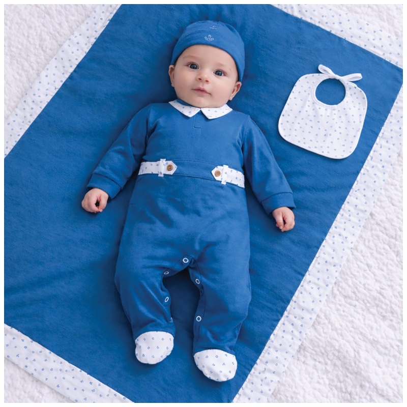 Set corredino neonato cotone jersey con cappellino e bavaglino Klaiadì