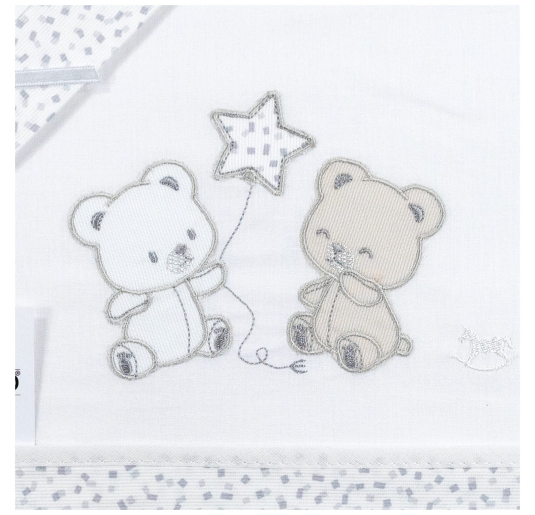 Set lenzuolino culletta e carrozzina Mio Piccolo con ricamo orsetti 2