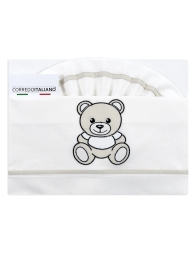 Cot bed sheet set for slatted cot with embroidered top sheet and pillowcase