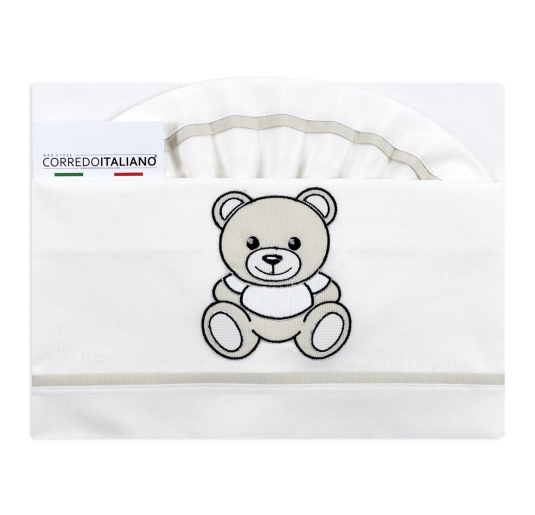 Set lenzuola culletta carrozzina Dolci Sogni con ricamo orsetto in cotone 2