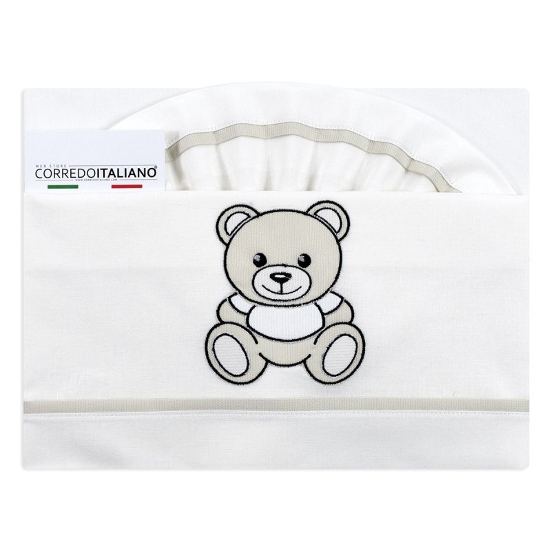 Set lenzuola culletta carrozzina bianco Made in Italy con federa bordata