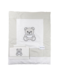 Next to Me duvet set Dolci Sogni with teddy bear embroidery in ivory tones