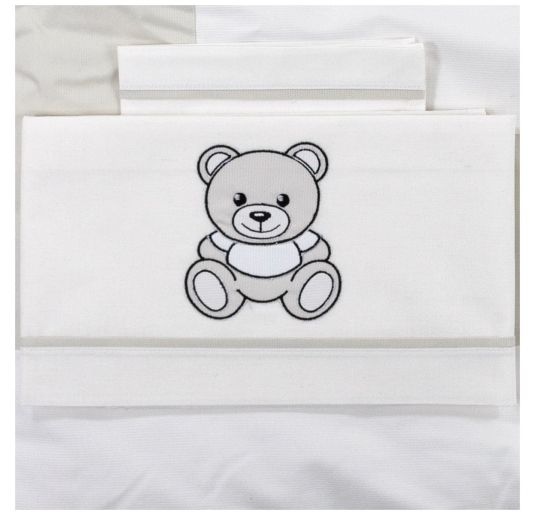 Next to Me duvet set Dolci Sogni with teddy bear embroidery in ivory tones 2